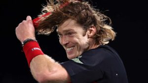 Russia's Andrey Rublev draws blood during meltdown at Paris Masters