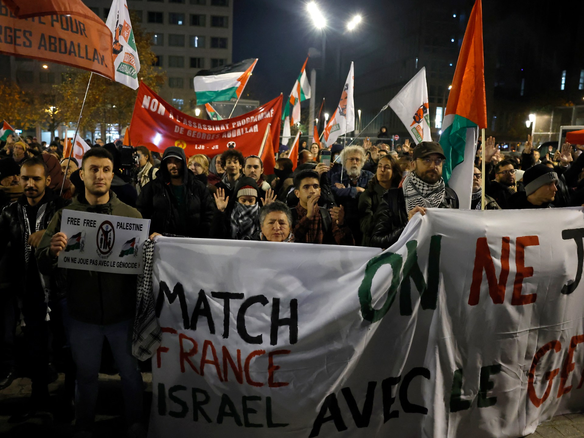 Pro-Palestinian protesters rally against Israeli football match in Paris | Israel-Palestine conflict