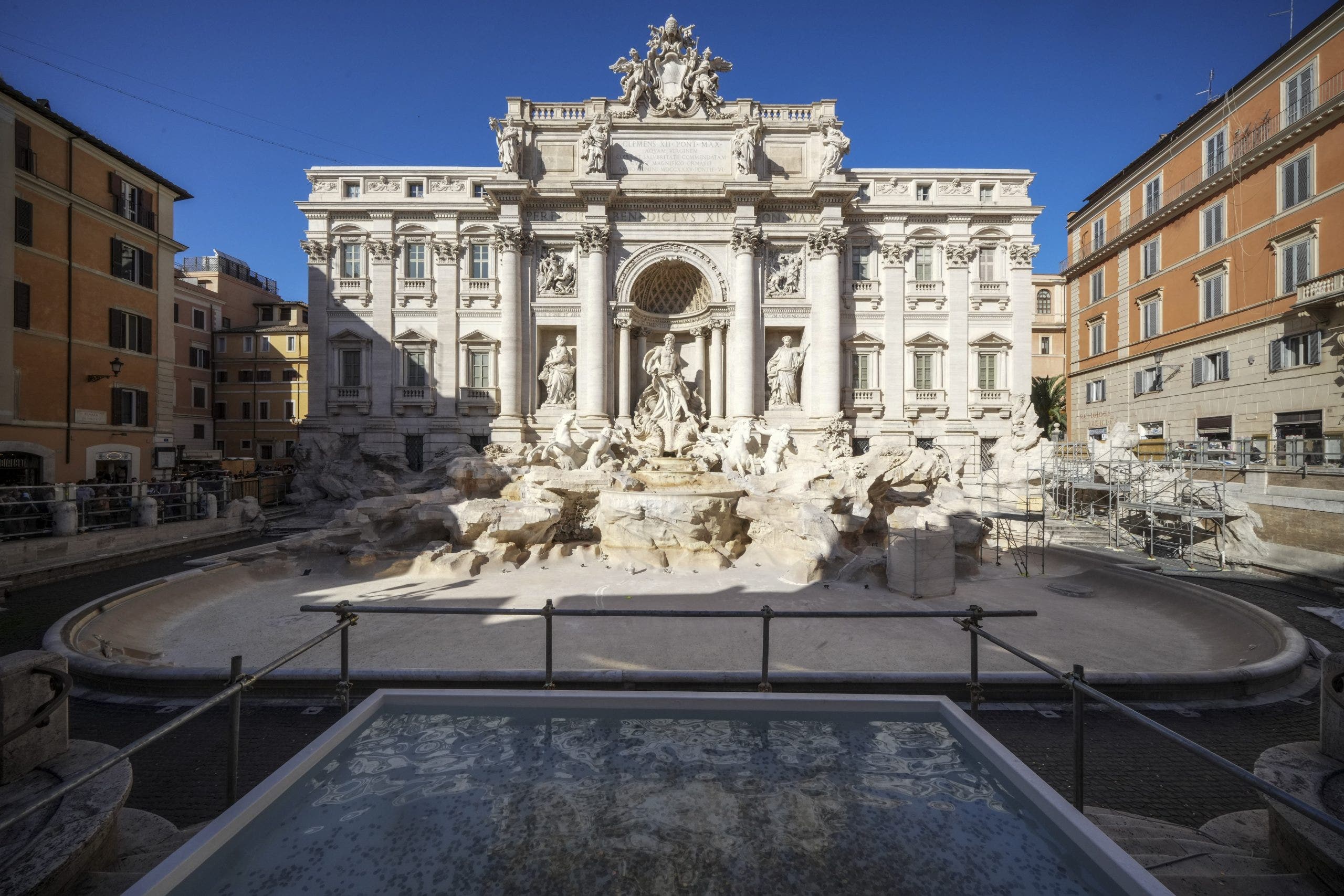 Rome's Trevi Fountain emptied, makeshift pool placed near popular attraction