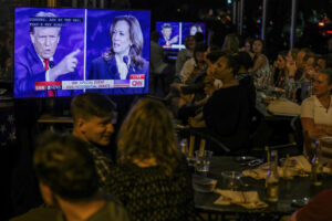 Trump and Harris on TV