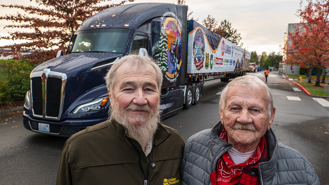 Truckers driving cross-country from Alaska to Washington DC to deliver Capitol Christmas tree