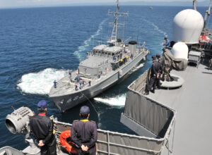 Japanese Minesweeper Catches Fire at Sea