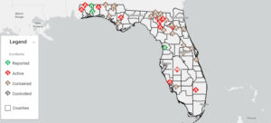 Florida wildfire map shows every fire burning