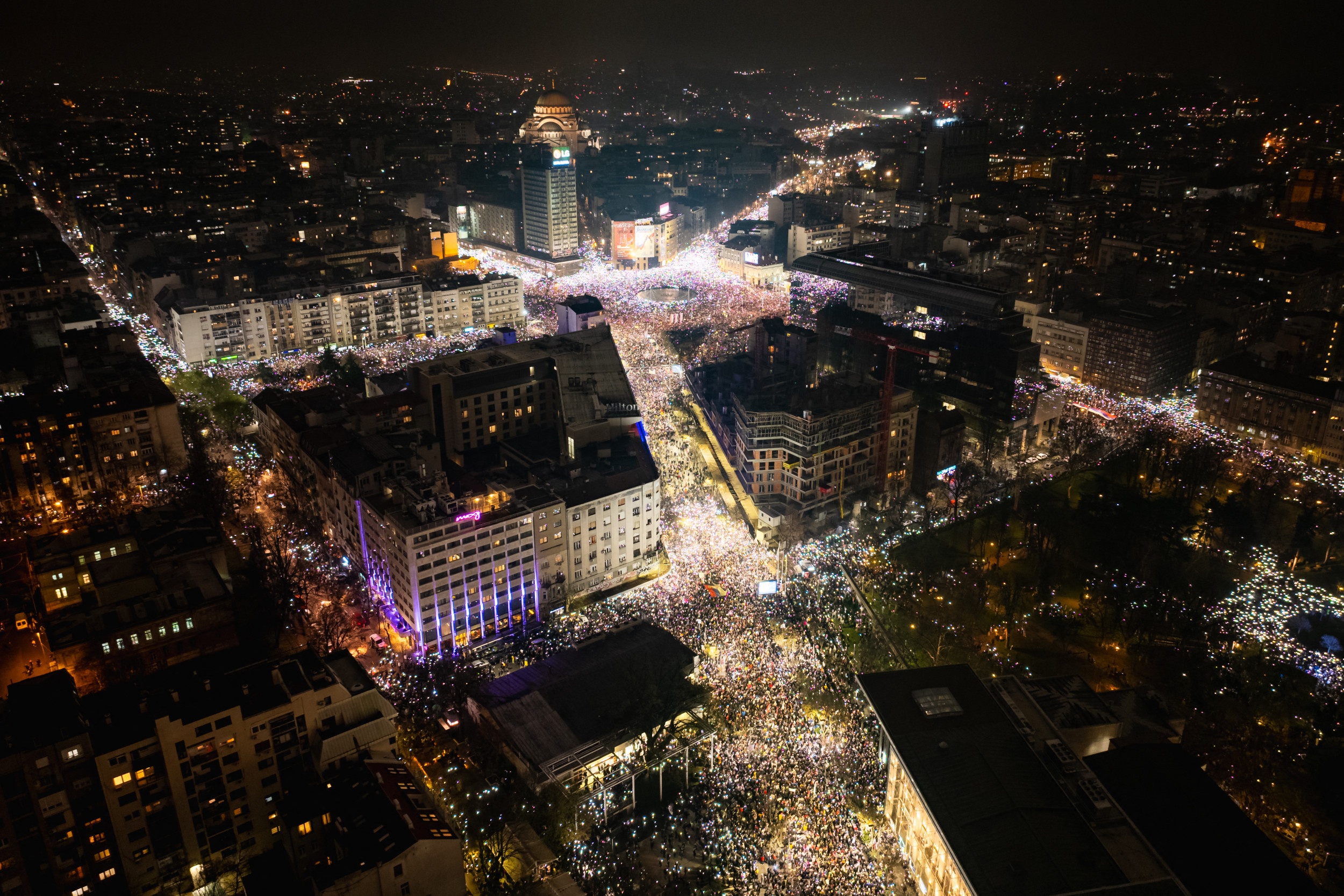 Serbian protesters in Belgrade