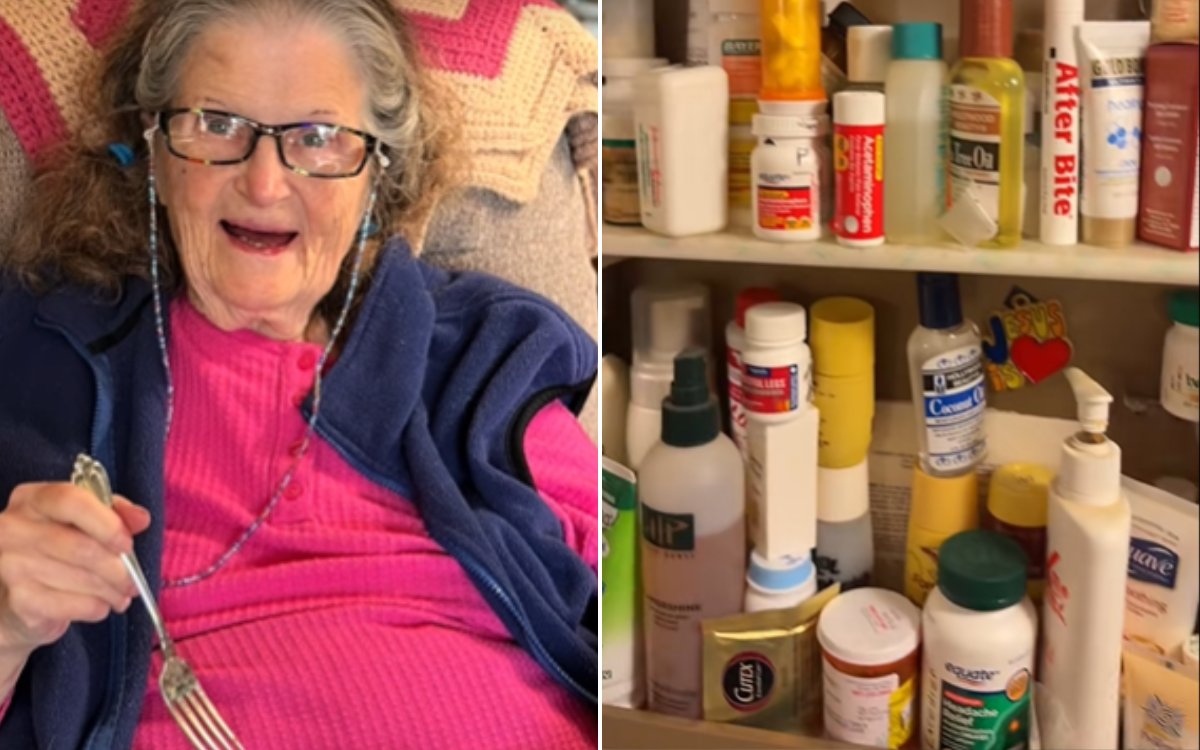 Marilyn Bannock, 91, and her medicine cabinet.