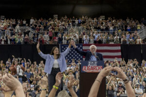 Alexandria Ocasio-Cortez and Bernie Sanders