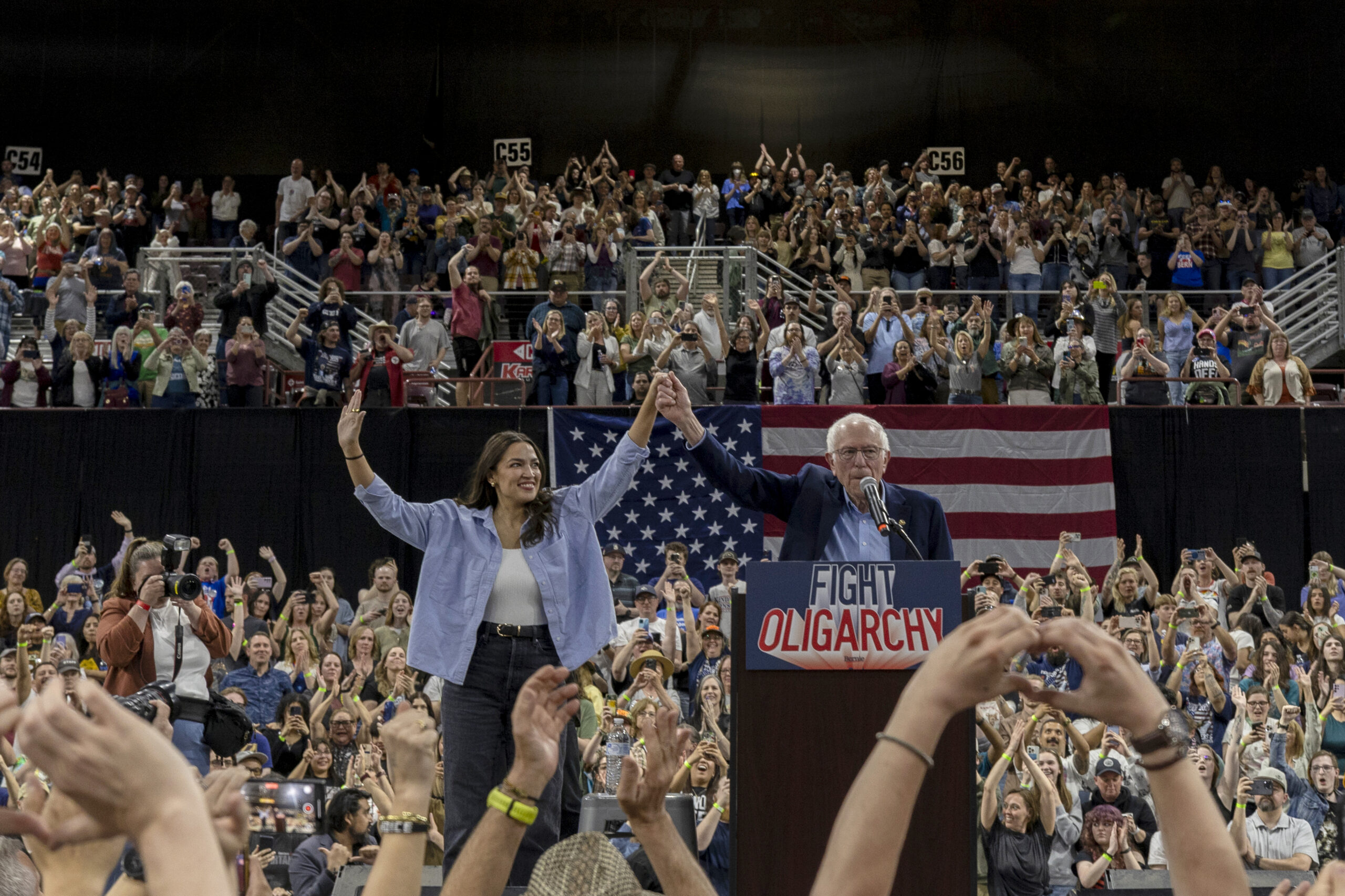 Alexandria Ocasio-Cortez and Bernie Sanders