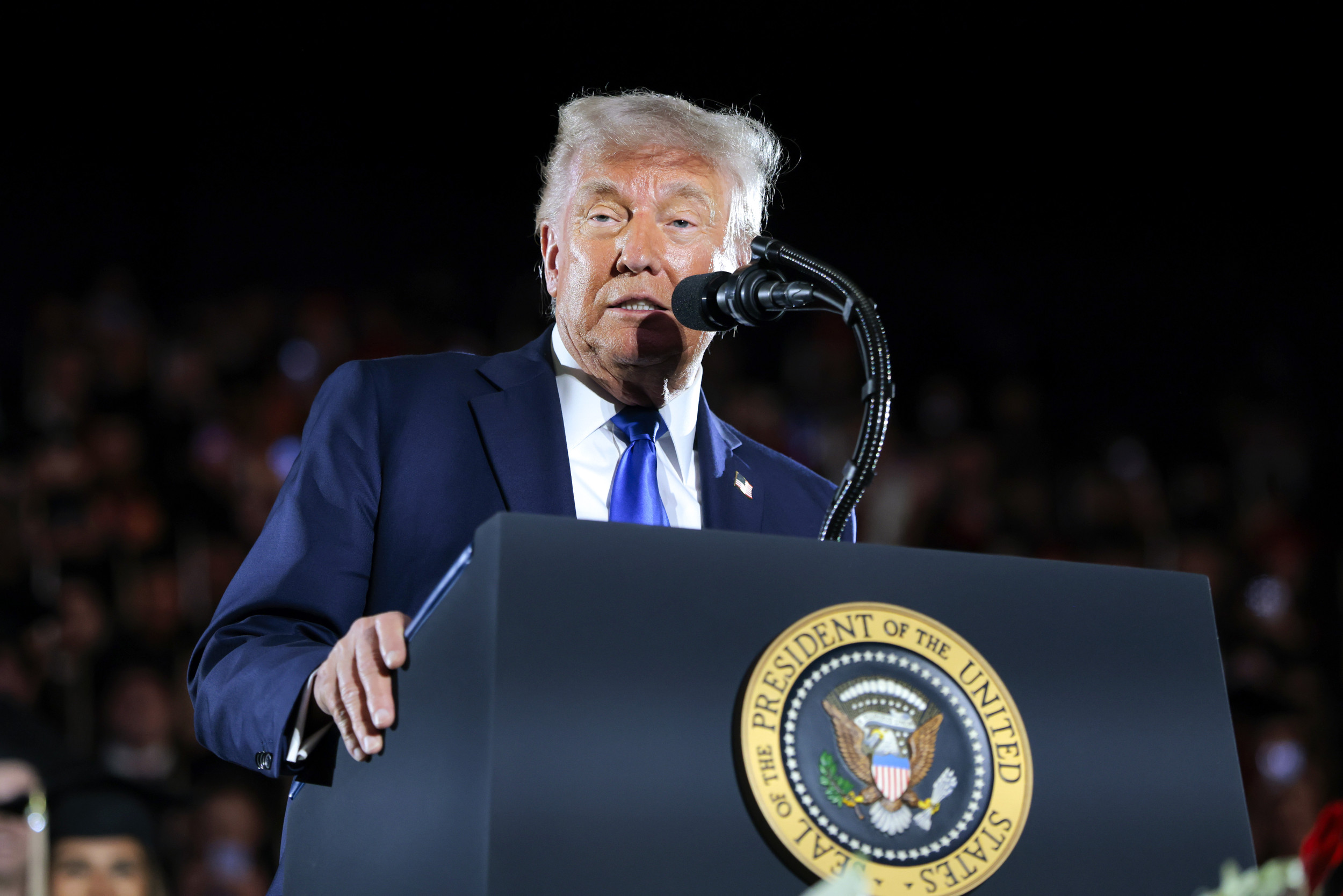 President Donald Trump delivers remarks