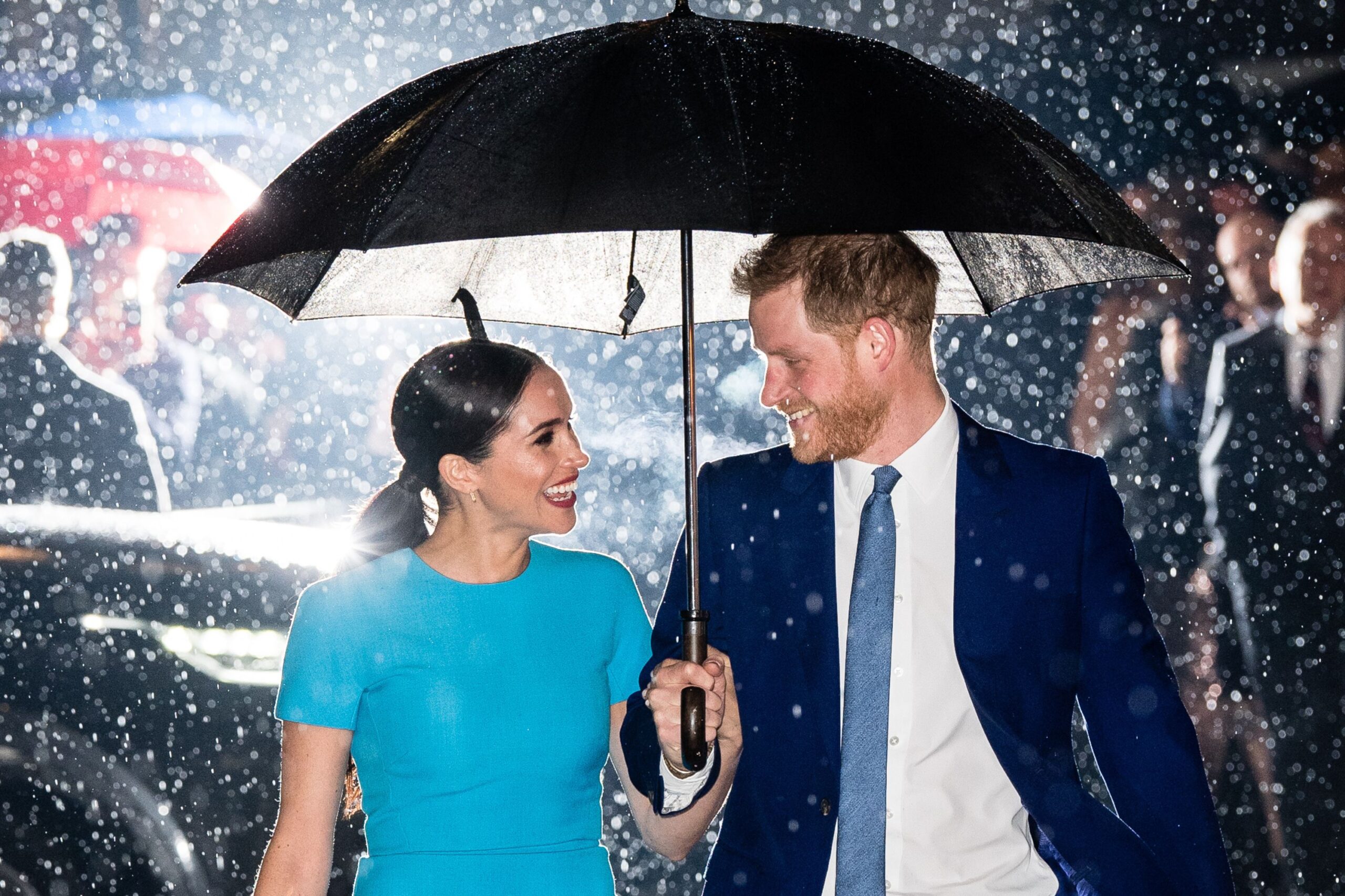 Meghan Markle and Prince Harry in Rain