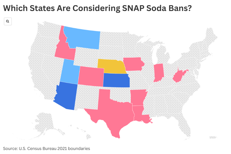 Map Shows States Considering Soda SNAP Benefits Ban as USDA Approves Plan