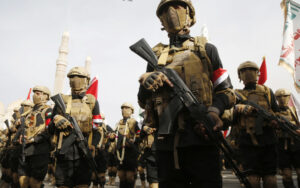 Houthi, fighters, march, Yemen