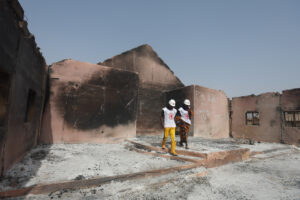 Red Cross officials inspect damage