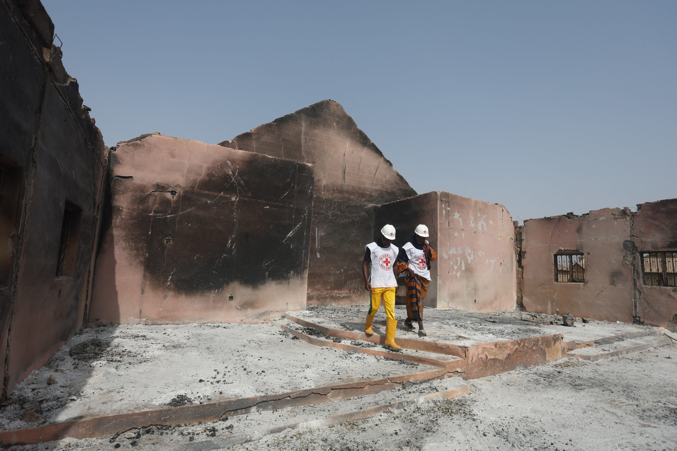 Red Cross officials inspect damage