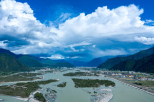Aerial view of Yarlung Zangbo River