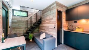 German prefab tower offers 3-story tiny home living with skyline views
