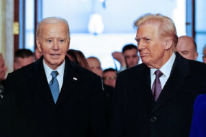 President Joe Biden (L) and Donald Trump