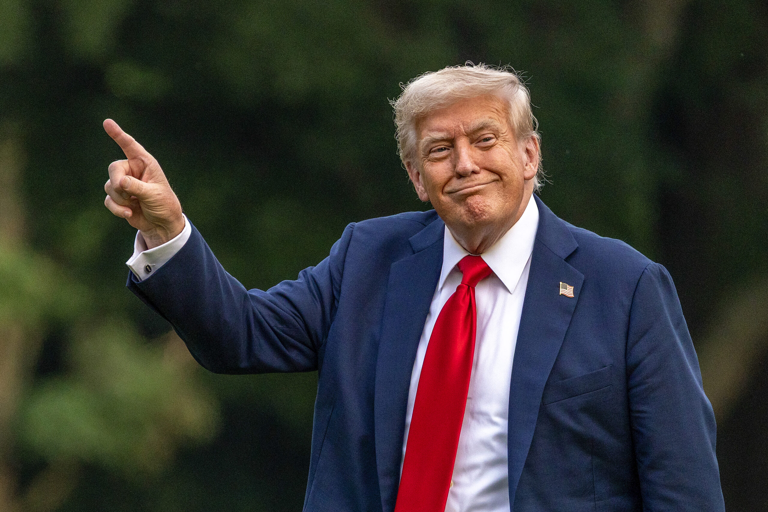 Trump points