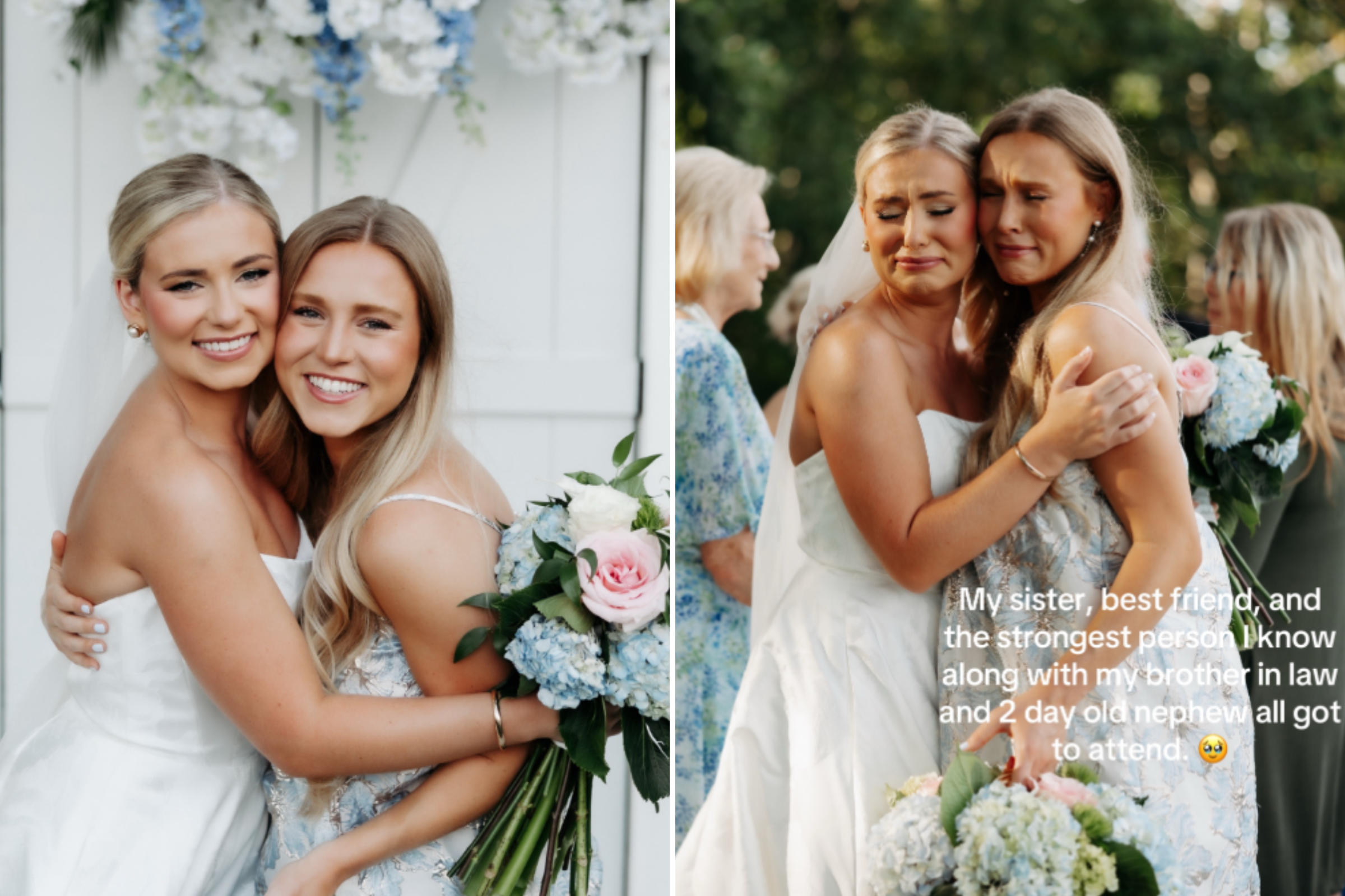 Sisters on wedding day