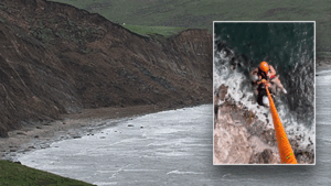 Helicopter hoists hikers from dangerous beach trap