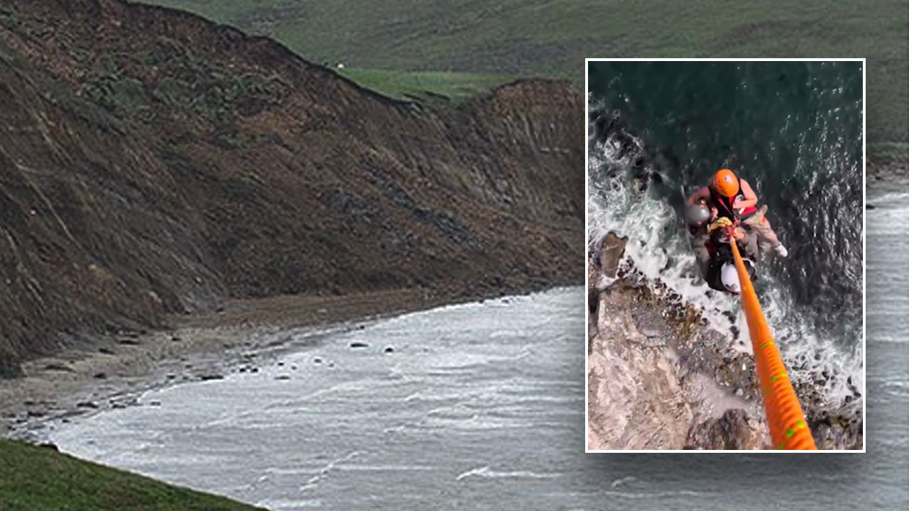 Helicopter hoists hikers from dangerous beach trap