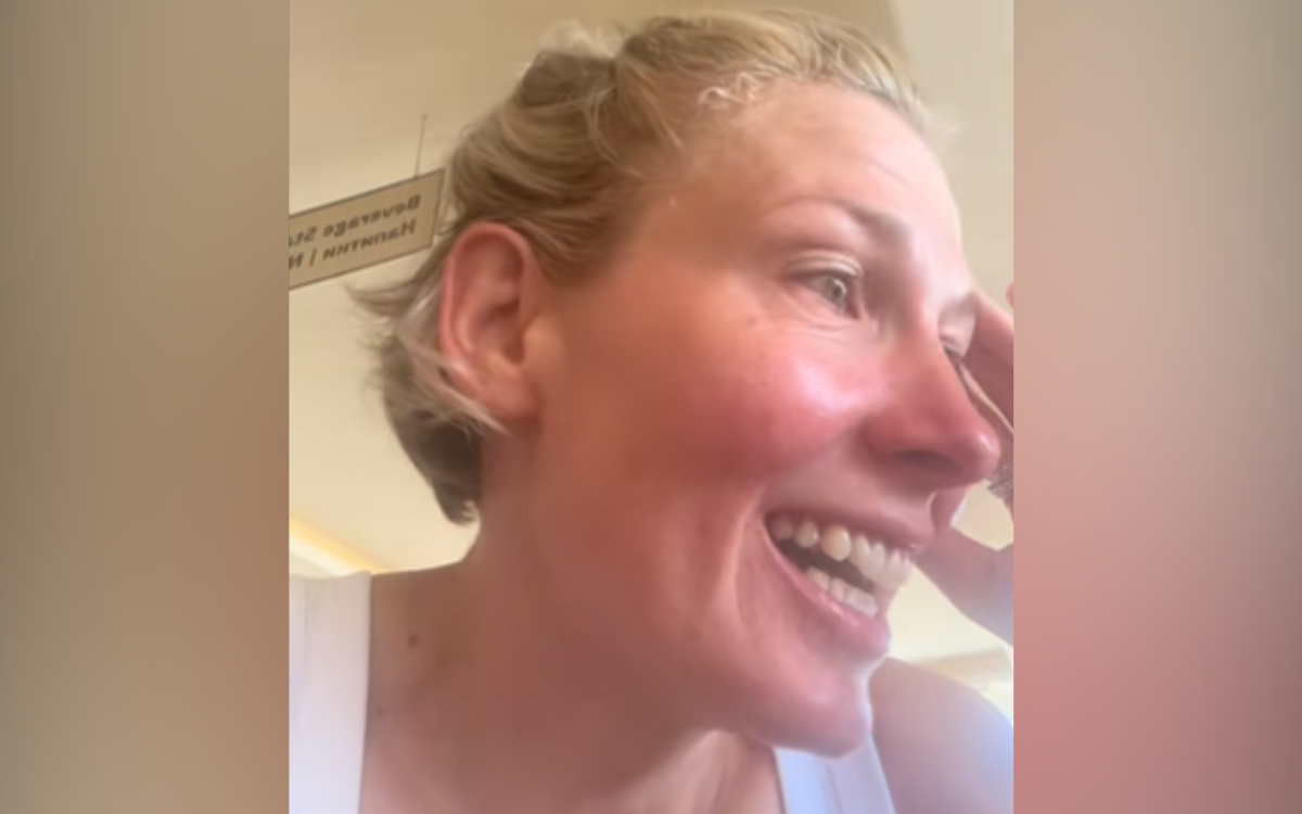 Shelly Larsen-McHugh took a sip of drink.