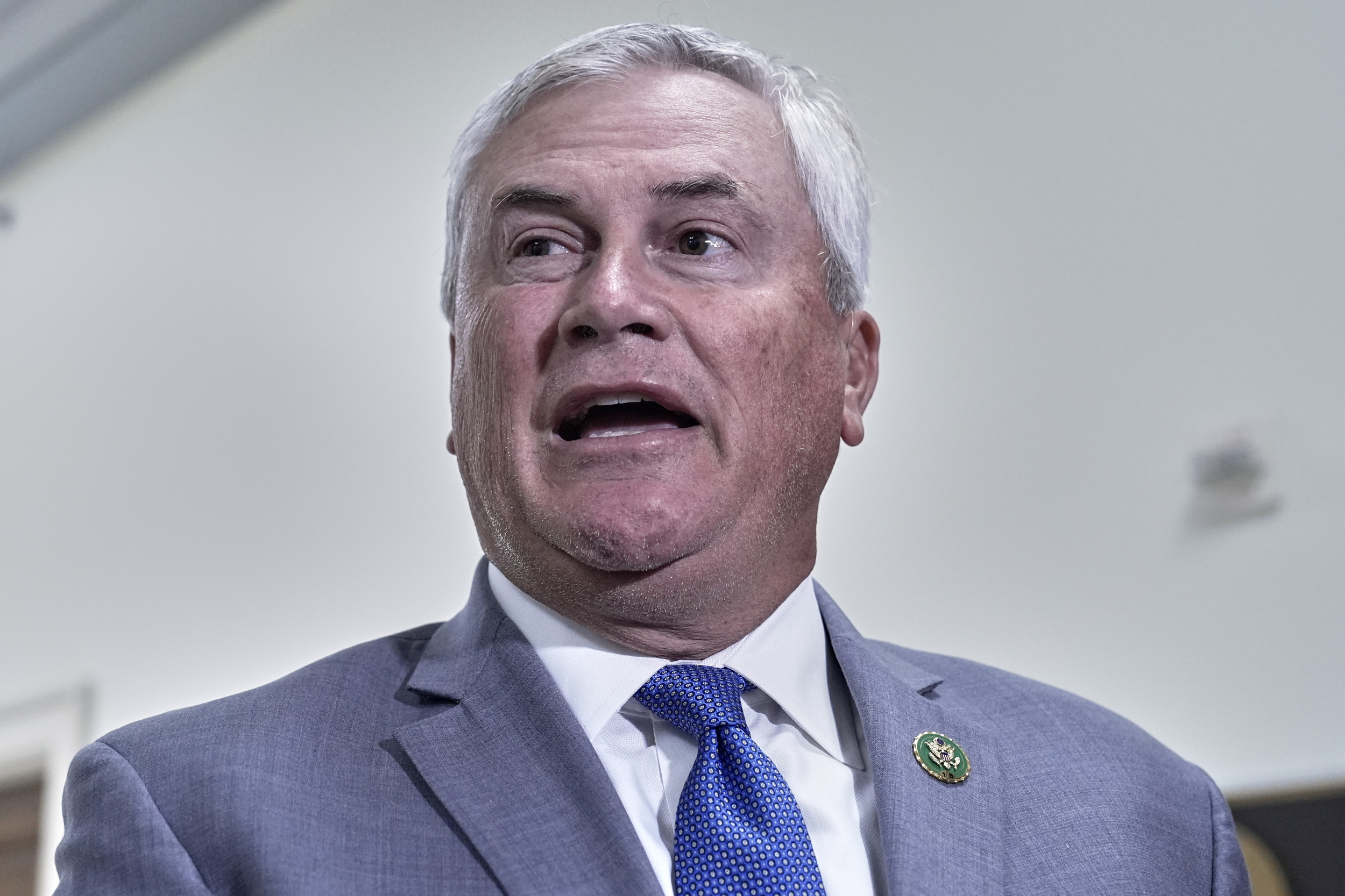 Comer talks to reporters